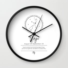 Virgo Zodiac | Black & White Wall Clock