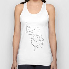 Abstract Face Couple Line Art Tank Top