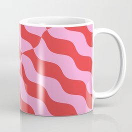 Retro Wavy Abstract Pattern in Red & Pink Mug