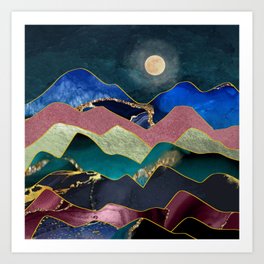 Moonlit Mountain (D122) Art Print