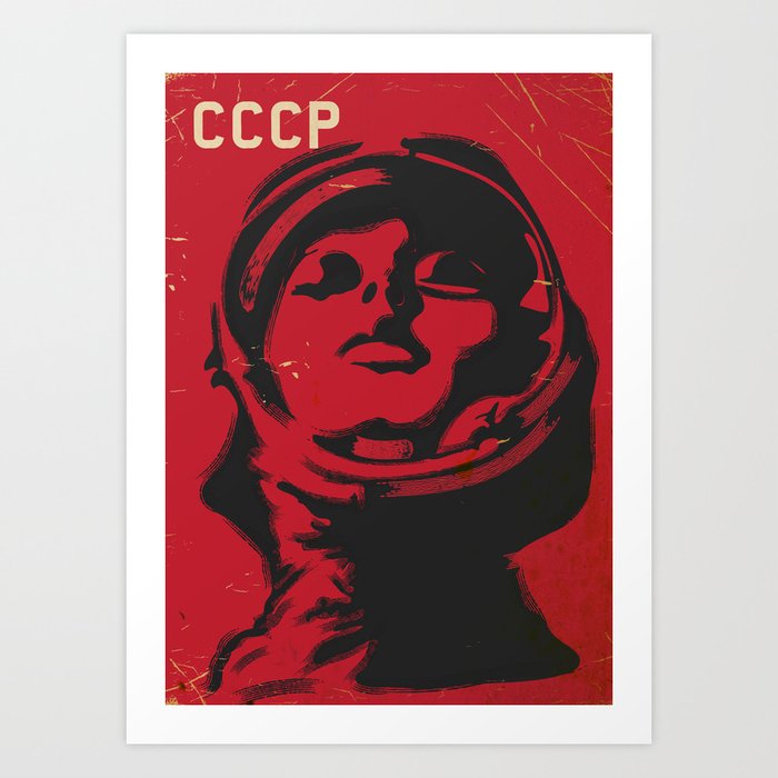 CCCP Vintage Space cosmonaut Poster Art Print