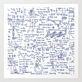 Physics Equations in Blue Pen Art Print
