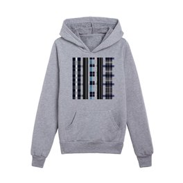 Blue Black Plaid Denim Modern Collection Kids Pullover Hoodies