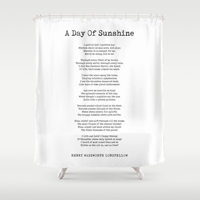 A Day Of Sunshine - Henry Wadsworth Longfellow Poem - Literature - Typewriter Print 1 Shower Curtain