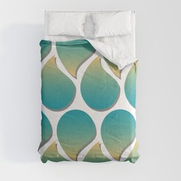 Sand and Sea Turquoise and Yellow Geometric Design Comforter