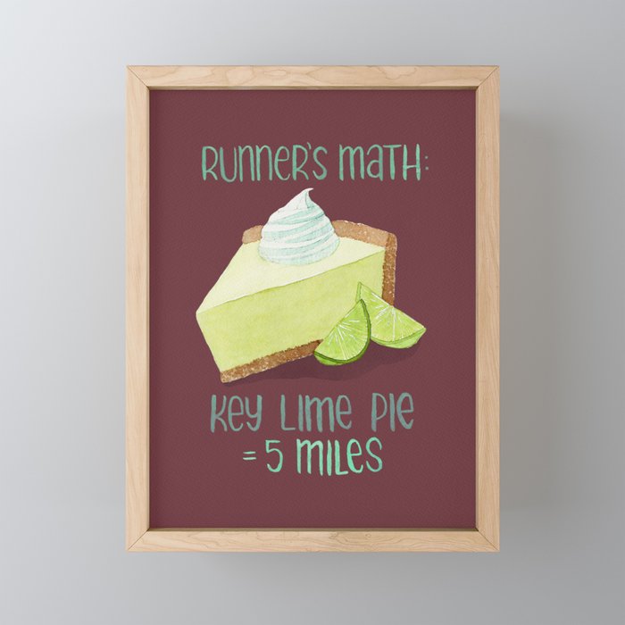 Runner's Math Key Lime Pie - Maroon Framed Mini Art Print