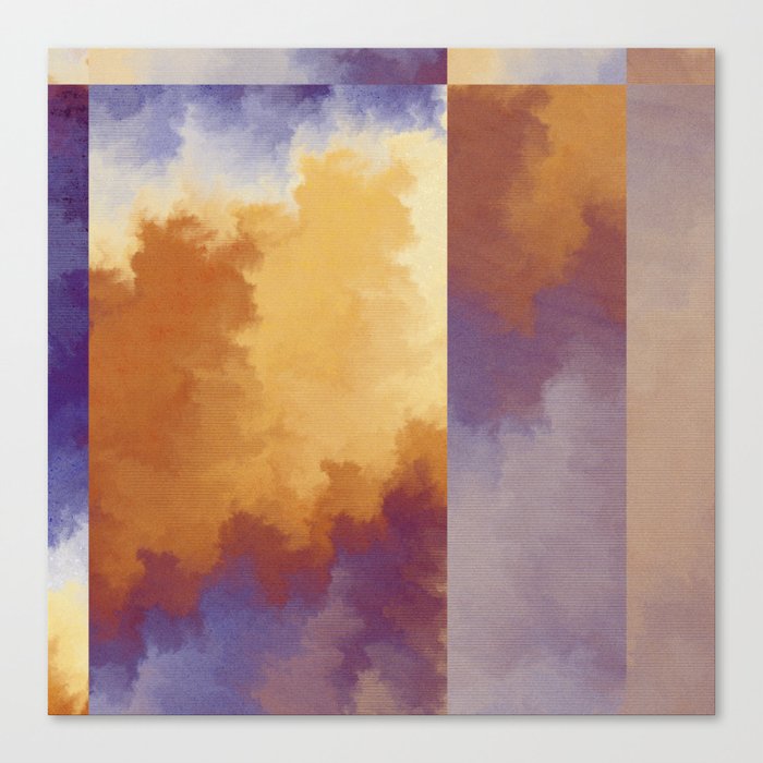 Shades of Autumn Orange And Blue Fractal Canvas Print
