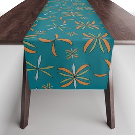 Mid-Century Modern Pinwheel 1.0 Pattern Teal Table Runner