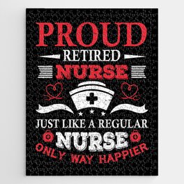 Happy Retired Nurse Funny Retro Typography Quote Jigsaw Puzzle
