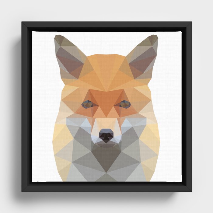 Fox Abstract Low Poly Framed Canvas
