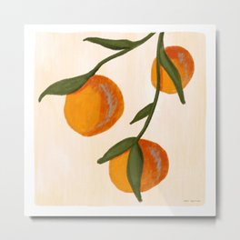 Oranges Metal Print | Gallerywall, Nurseryart, Colored Pencil, Juice, Spring, Orangespattern, Branches, Fruit, Green, Pattern 