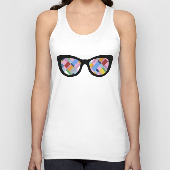 Map 45 Glasses on Sky Blue Unisex Tank Top