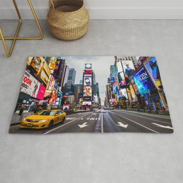 First light in Times Square Rug | Yellowcab, Nyc, Street, America, Road, City, Bright, Digital, Morning, Roadmarkings 
