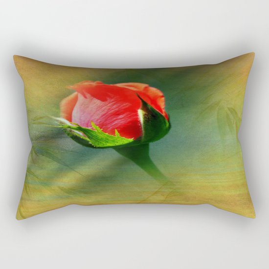 Vintage Rose Bud Rectangular Pillow