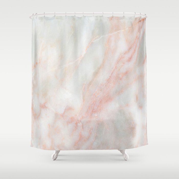 Softest Blush Pink Marble Shower, Marble Shower Curtain