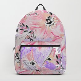 Modern pastel lilac pink watercolor flowers Backpack