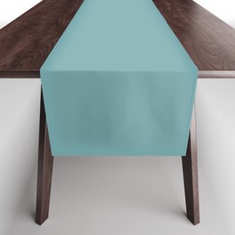 Medium Aqua Gray Solid Color Pantone Nile Blue 15-5210 TCX Shades of Blue-green Hues Table Runner