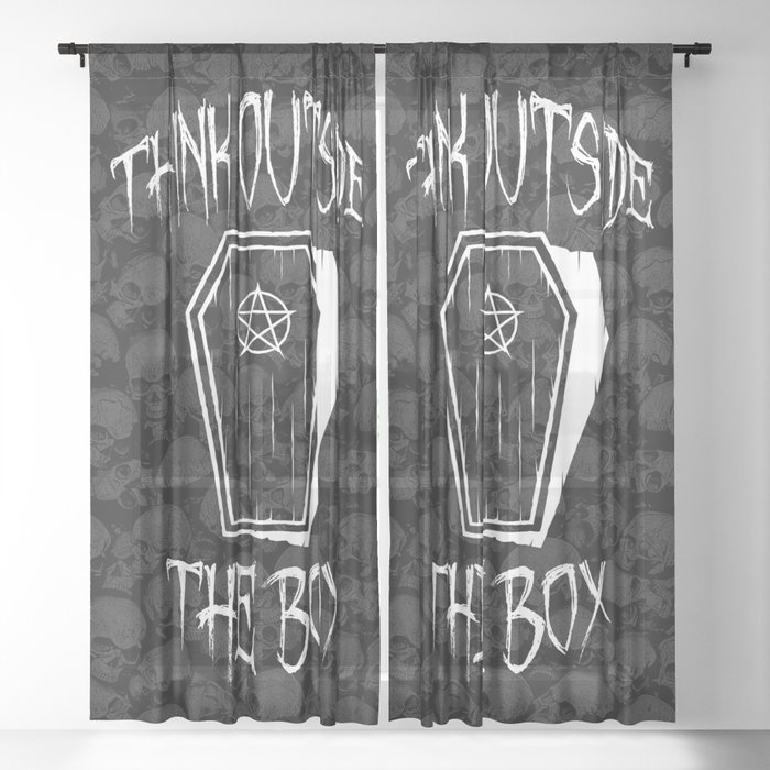 Think Outside The Box Goth Coffin Humour Sheer Curtain