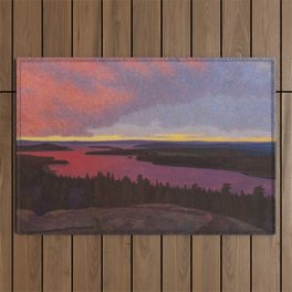 Mountaintop Landscape at Dawn by Hilding Werner Outdoor Rug