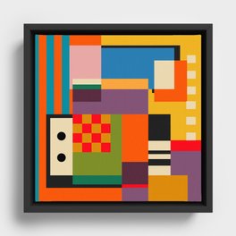 Colorful Geometric City Framed Canvas