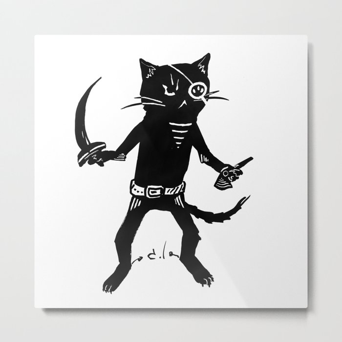 Black pirate cat Metal Print