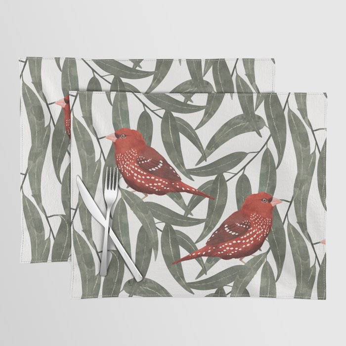 Bengali red bird and eucalyptus Placemat