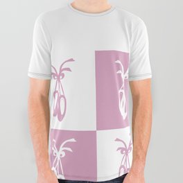Pirouette Pink and White Ballet Shoes Chess Board Horizontal Split All Over Graphic Tee