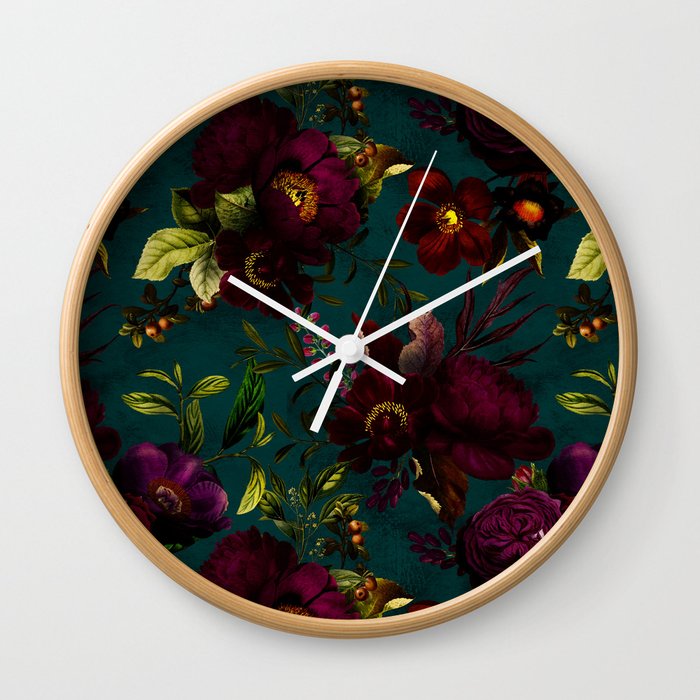 Before Midnight Vintage Flowers Garden Wall Clock