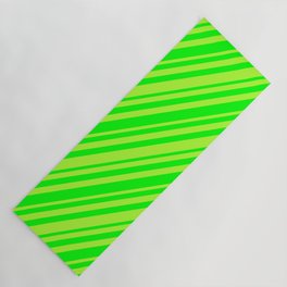 [ Thumbnail: Light Green and Lime Colored Stripes/Lines Pattern Yoga Mat ]