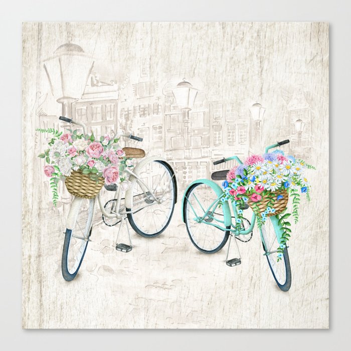 Vintage Bicycles With a City Background Canvas Print