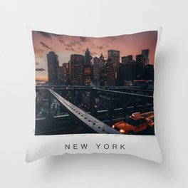 Brooklyn Bridge and Manhattan skyline in New York City Throw Pillow