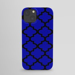 Quatrefoil Pattern In Black Outline On Dark Blue iPhone Case