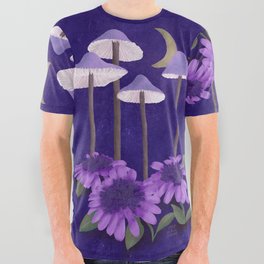 Beautiful Mushrooms at Night All Over Graphic Tee