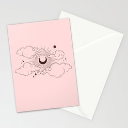 Cloudy Moon Print │Pink Stationery Cards