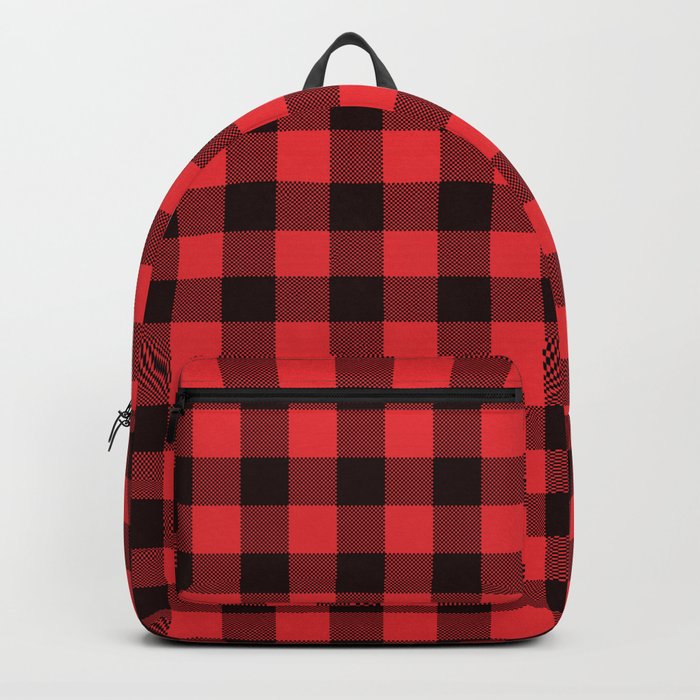 Red shop plaid backpack