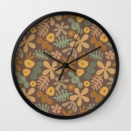 Boho Tropicals on Mocha Wall Clock