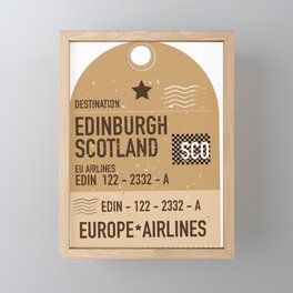 Edinburgh Scotland plane ticket Framed Mini Art Print