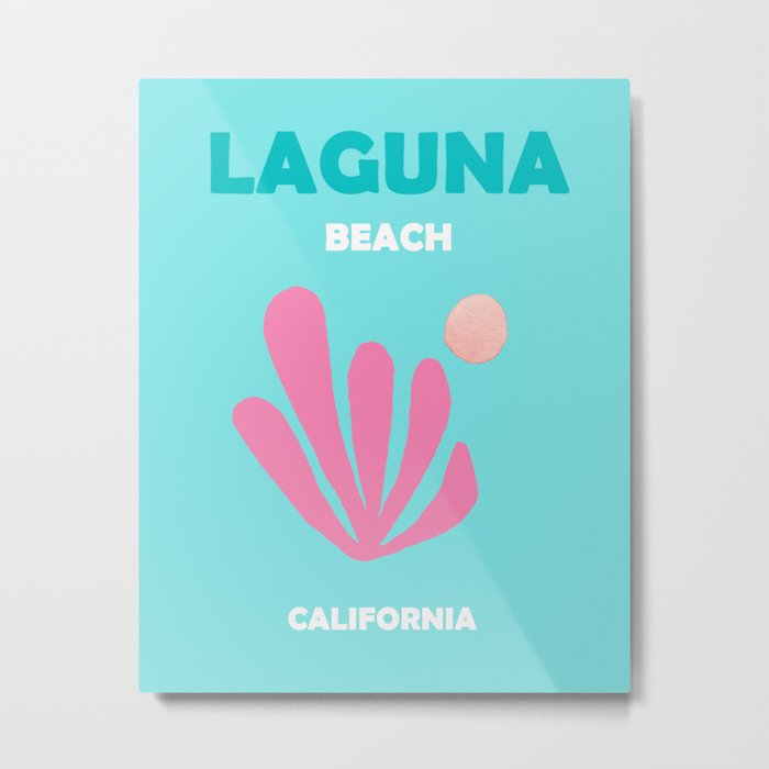 Boho Preppy Travel Poster- Laguna Beach Metal Print