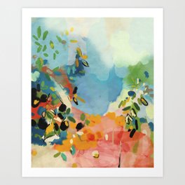garden with sea view and olive tree Art Print