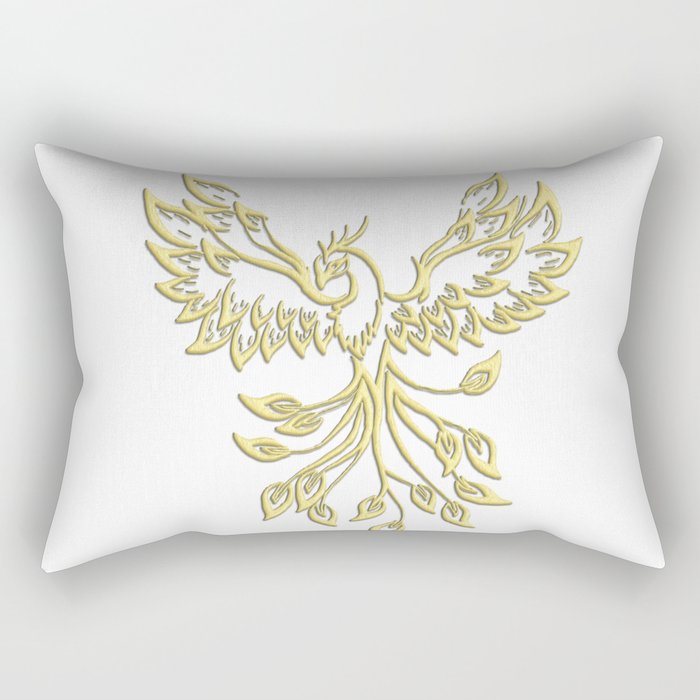 Golden Phoenix Rising Rectangular Pillow