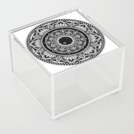 Black and white lotus mandala art Acrylic Box