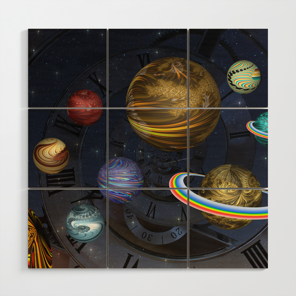 Planetary Time Spiral Wood Wall Art by stevepurnell
