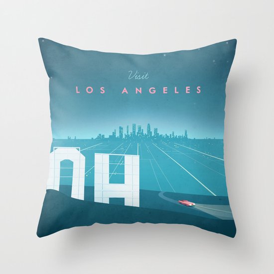 Vintage Los Angeles Travel Poster Throw Pillow