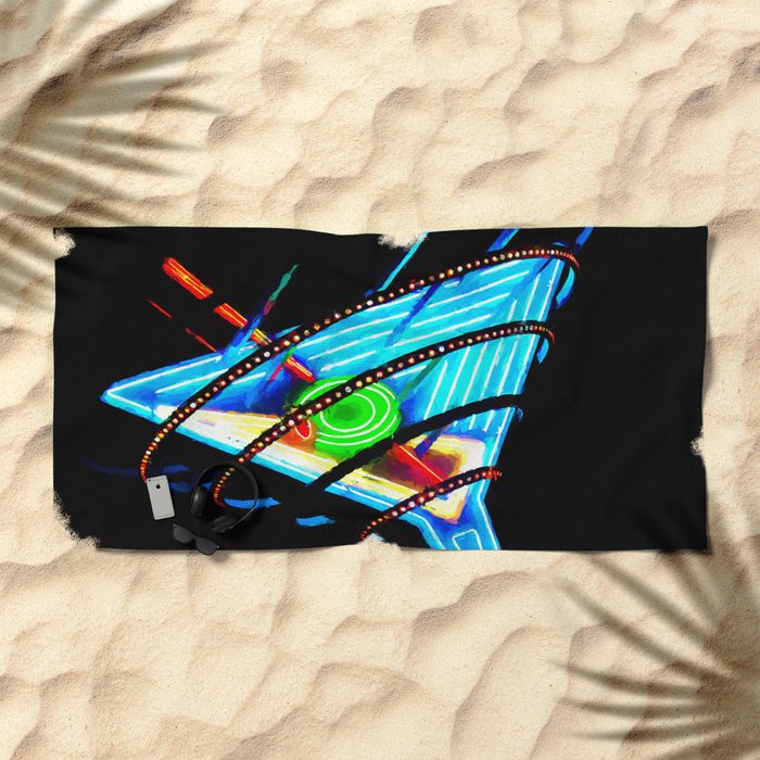 Neon sign Las Vegas Beach Towel