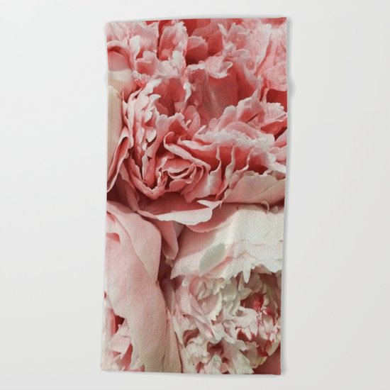 Pink Peonies Beach Towel
