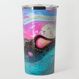 Teardrop Travel Mug | Mountains, Aes, Psychedelic, Art, Colorful, Pink, Rainbow, Acrylic, Abstract, Pourpainting 