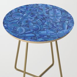 The Blues Band II very blue painting of music band Side Table