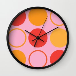 Retro Art Design Color Orange and Pink Wall Clock