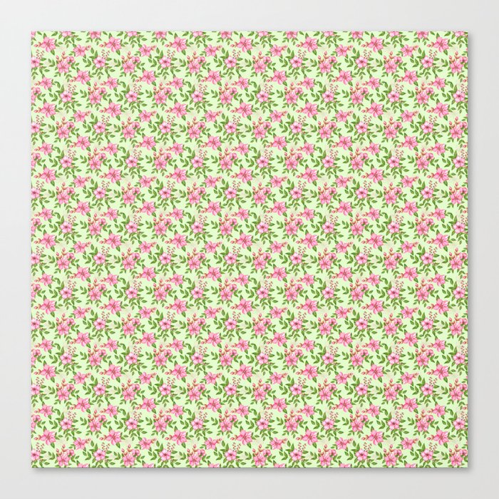 Cherry Blossom green pattern - floral print Canvas Print