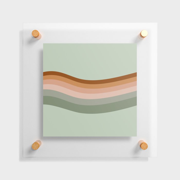 Haana -  Mint Colourful Wavy Retro Stripes Art Design Pattern Floating Acrylic Print